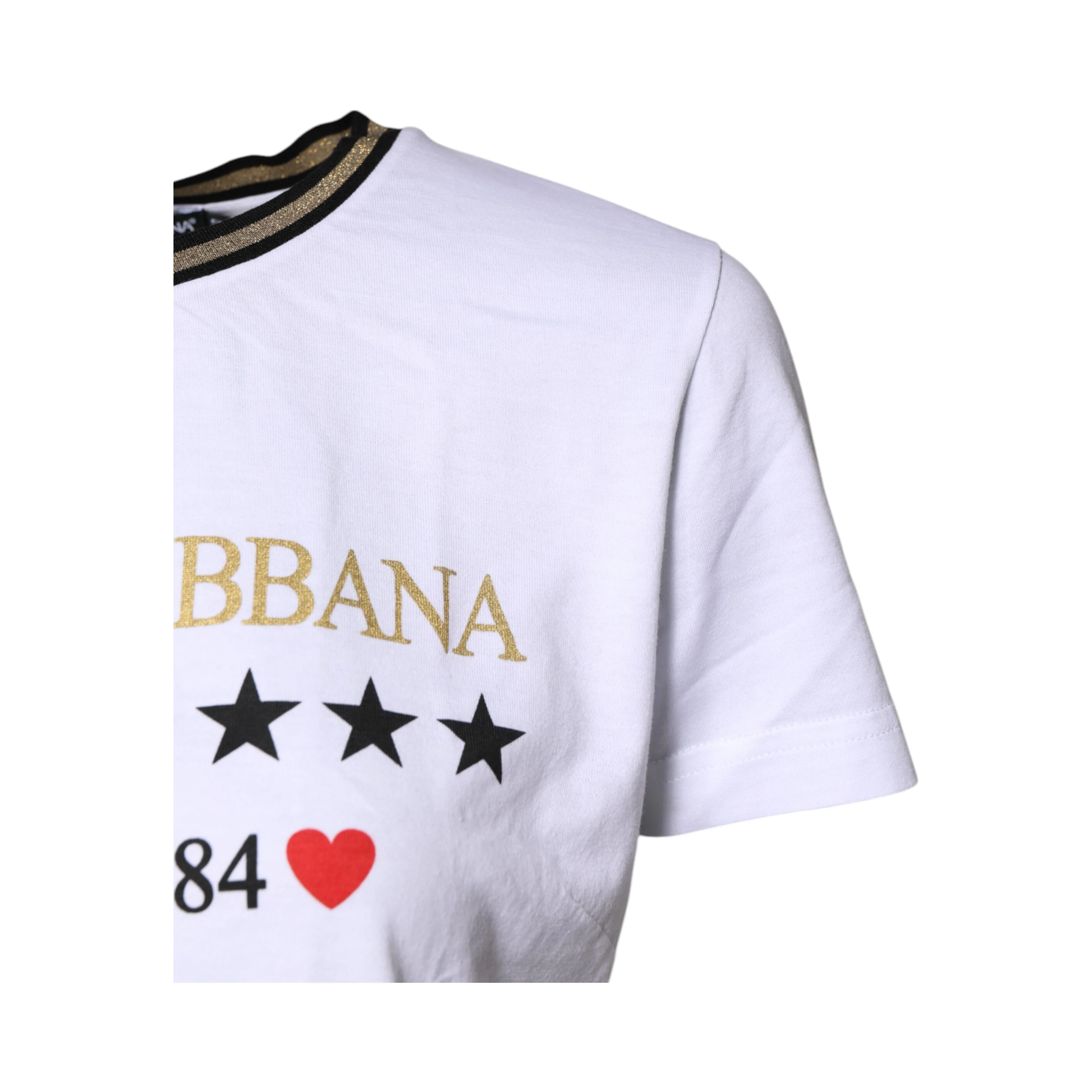 White Printed Round Neck Top Cotton T-shirt