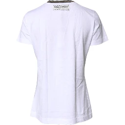 White Printed Round Neck Top Cotton T-shirt