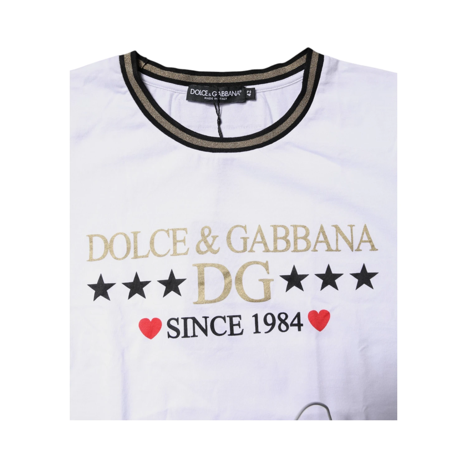 White Printed Round Neck Top Cotton T-shirt