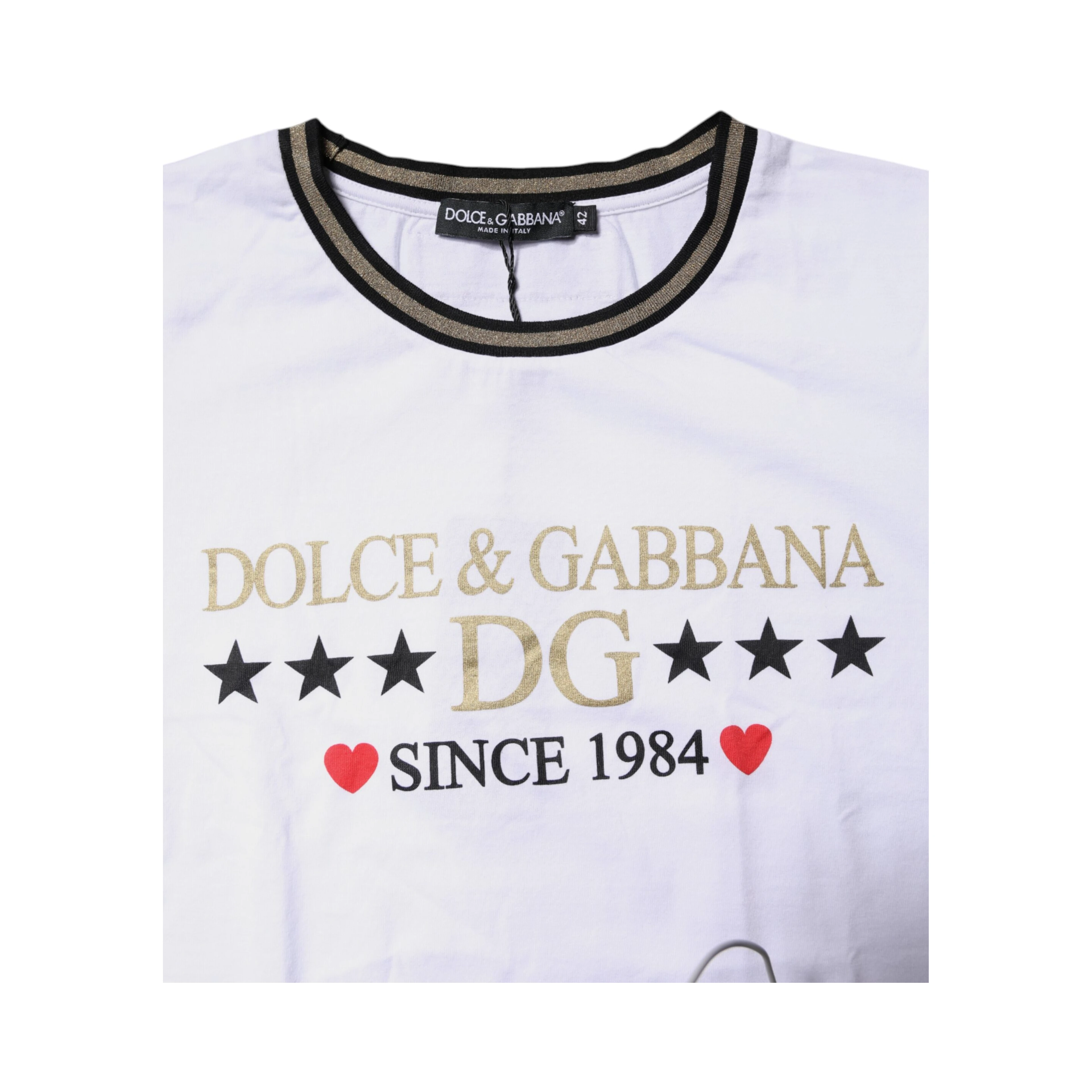 White Printed Round Neck Top Cotton T-shirt