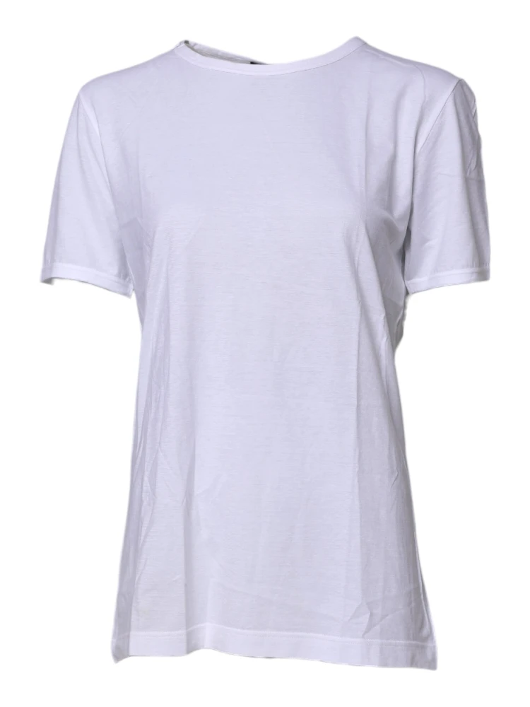 White Short Sleeves Round Neck Top T-shirt