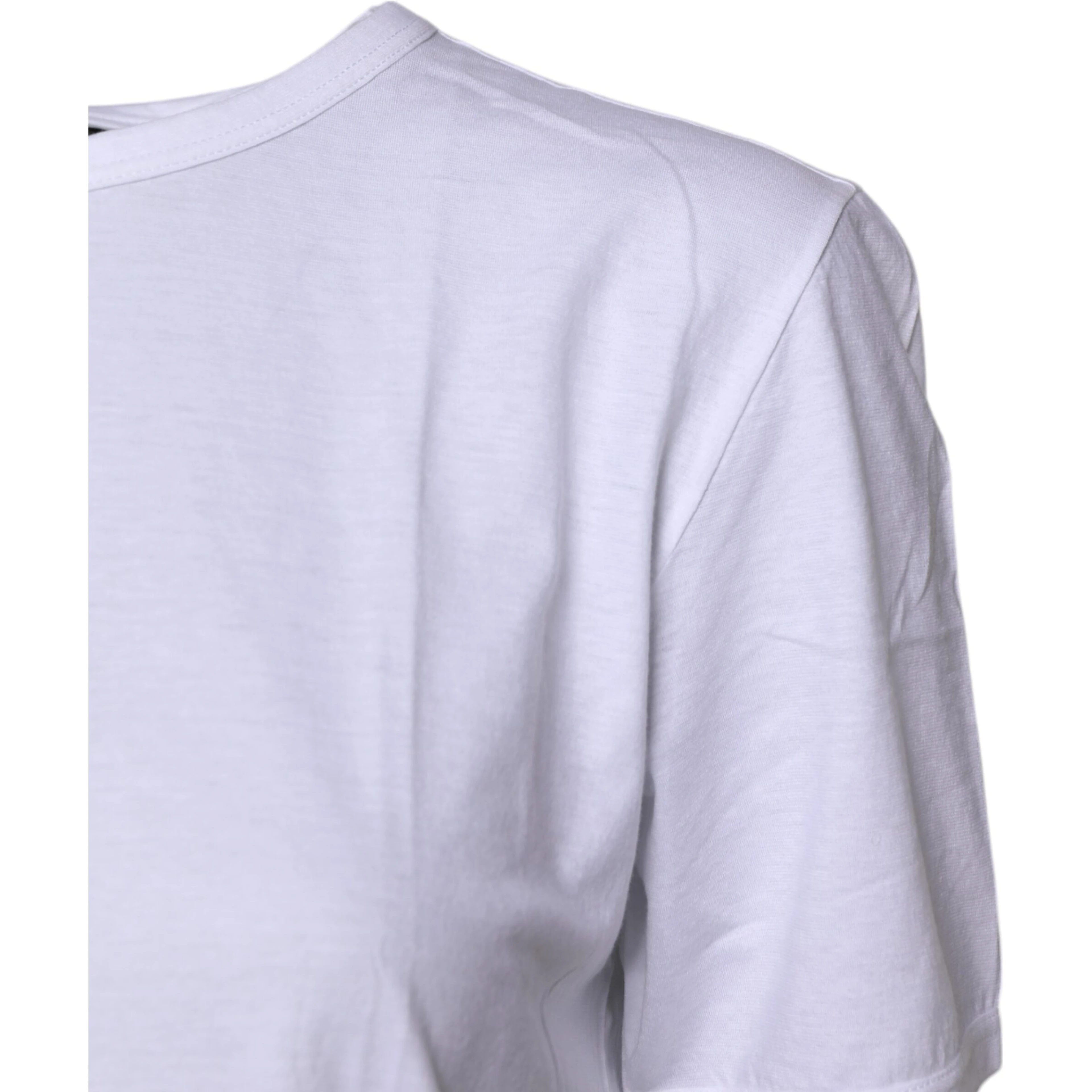White Short Sleeves Round Neck Top T-shirt