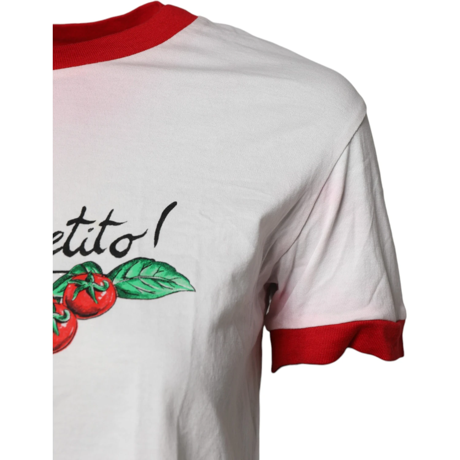 White Printed Round Neck Cropped Top T-shirt