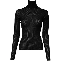 Black Knit Long Sleeves Turtleneck Slim Top