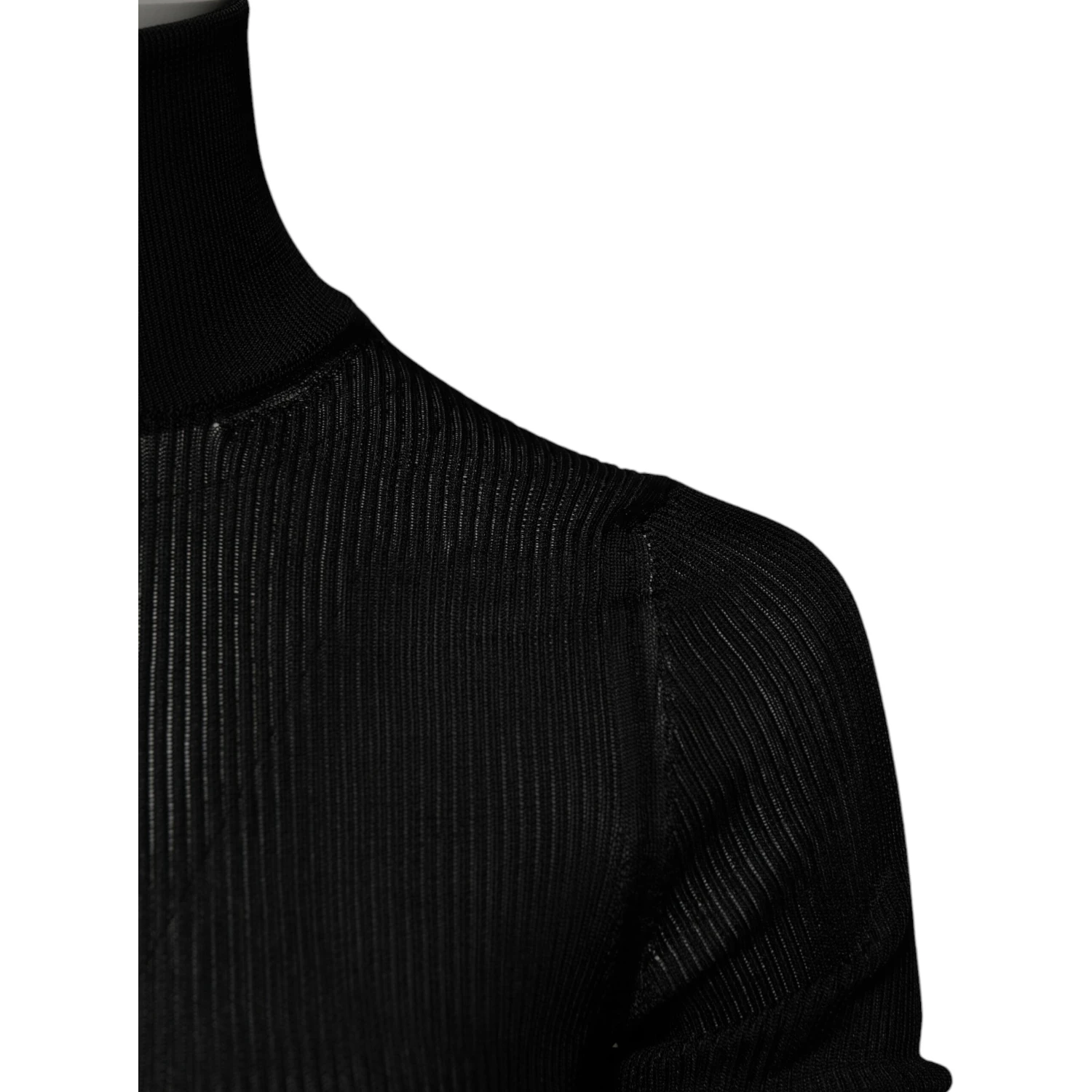 Black Knit Long Sleeves Turtleneck Slim Top