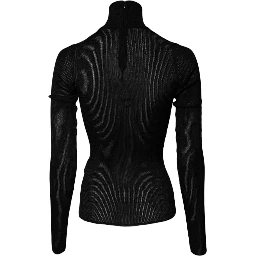 Black Knit Long Sleeves Turtleneck Slim Top