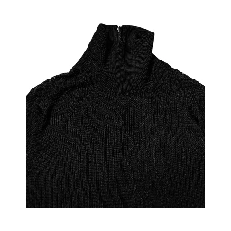 Black Knit Long Sleeves Turtleneck Slim Top