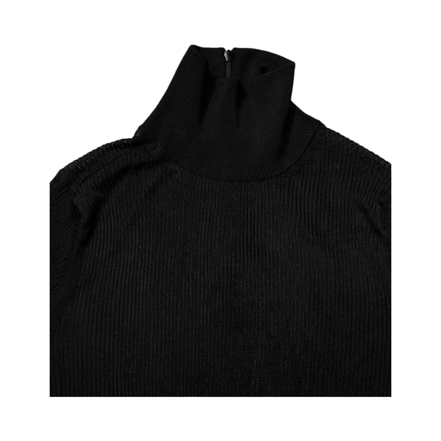 Black Knit Long Sleeves Turtleneck Slim Top