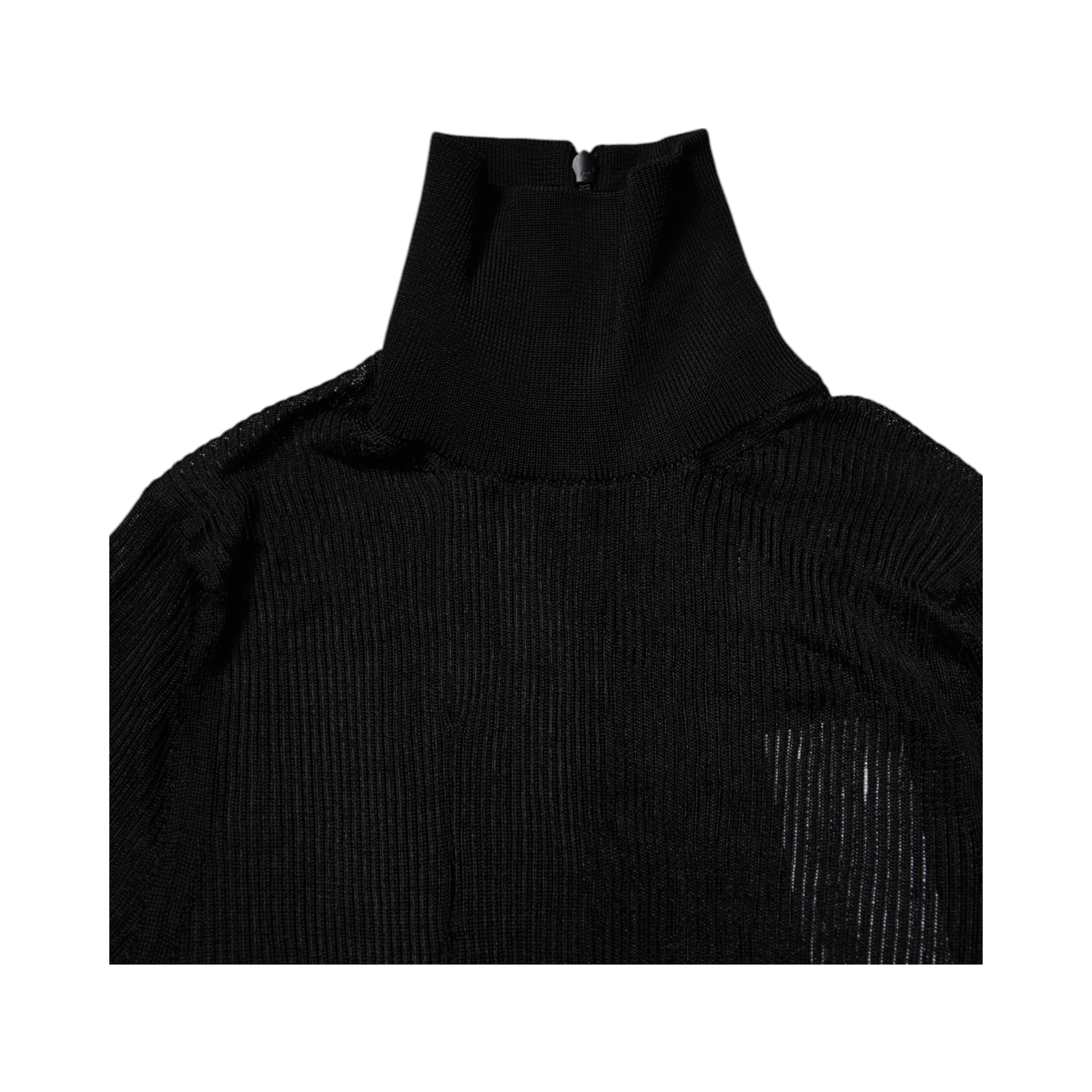 Black Knit Long Sleeves Turtleneck Slim Top