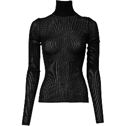 Black Knit Long Sleeves Turtleneck Slim Top
