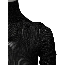 Black Knit Long Sleeves Turtleneck Slim Top