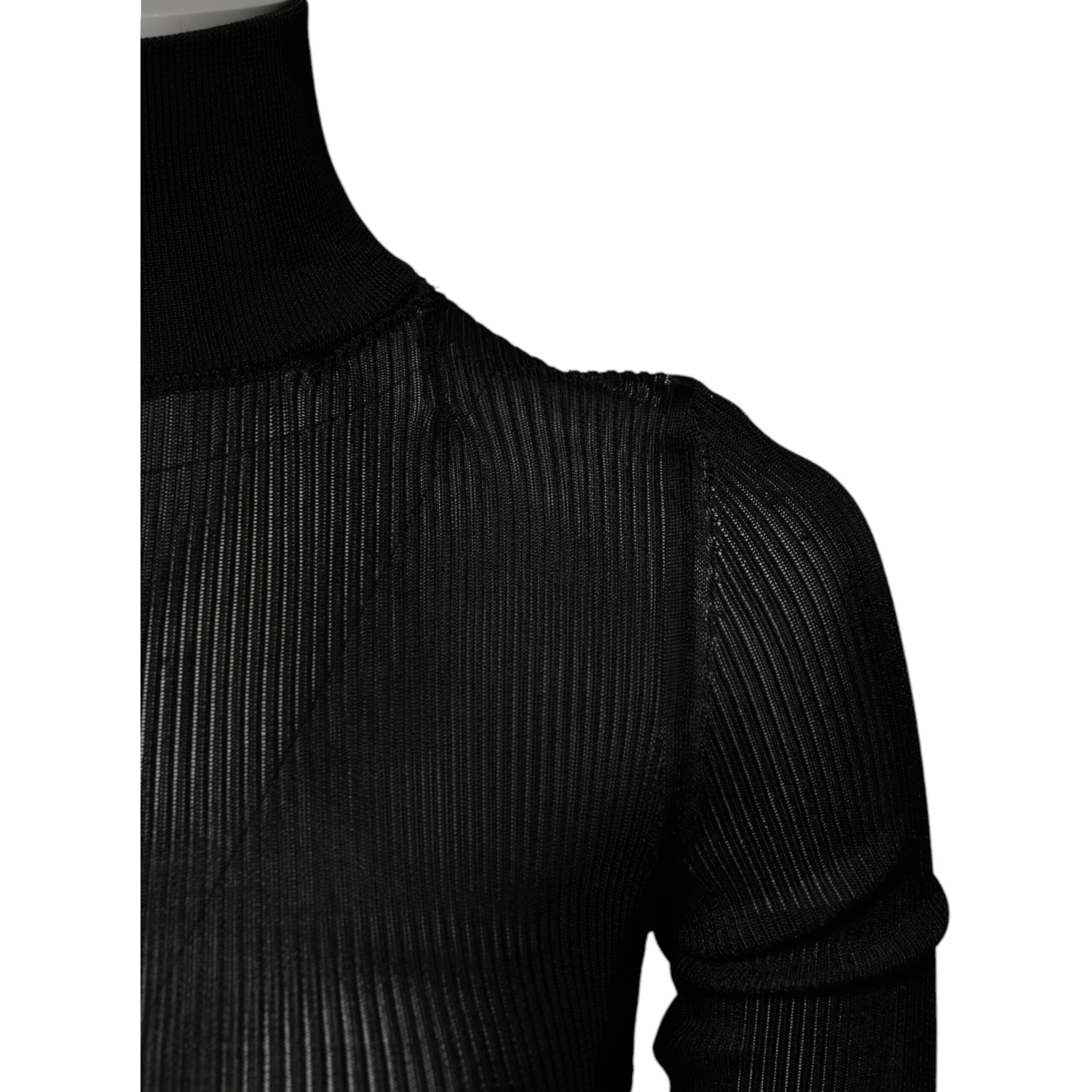 Black Knit Long Sleeves Turtleneck Slim Top