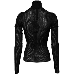 Black Knit Long Sleeves Turtleneck Slim Top