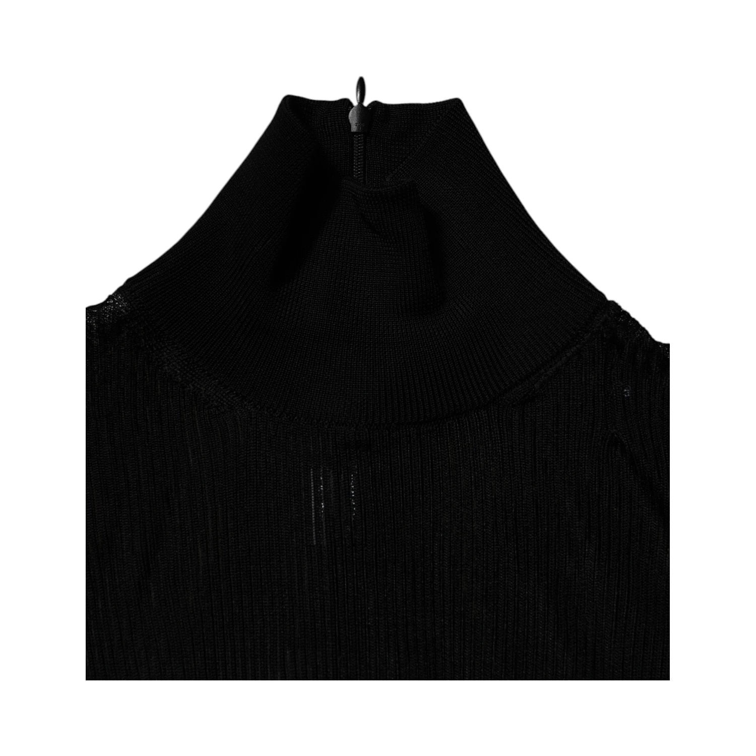 Black Knit Long Sleeves Turtleneck Slim Top