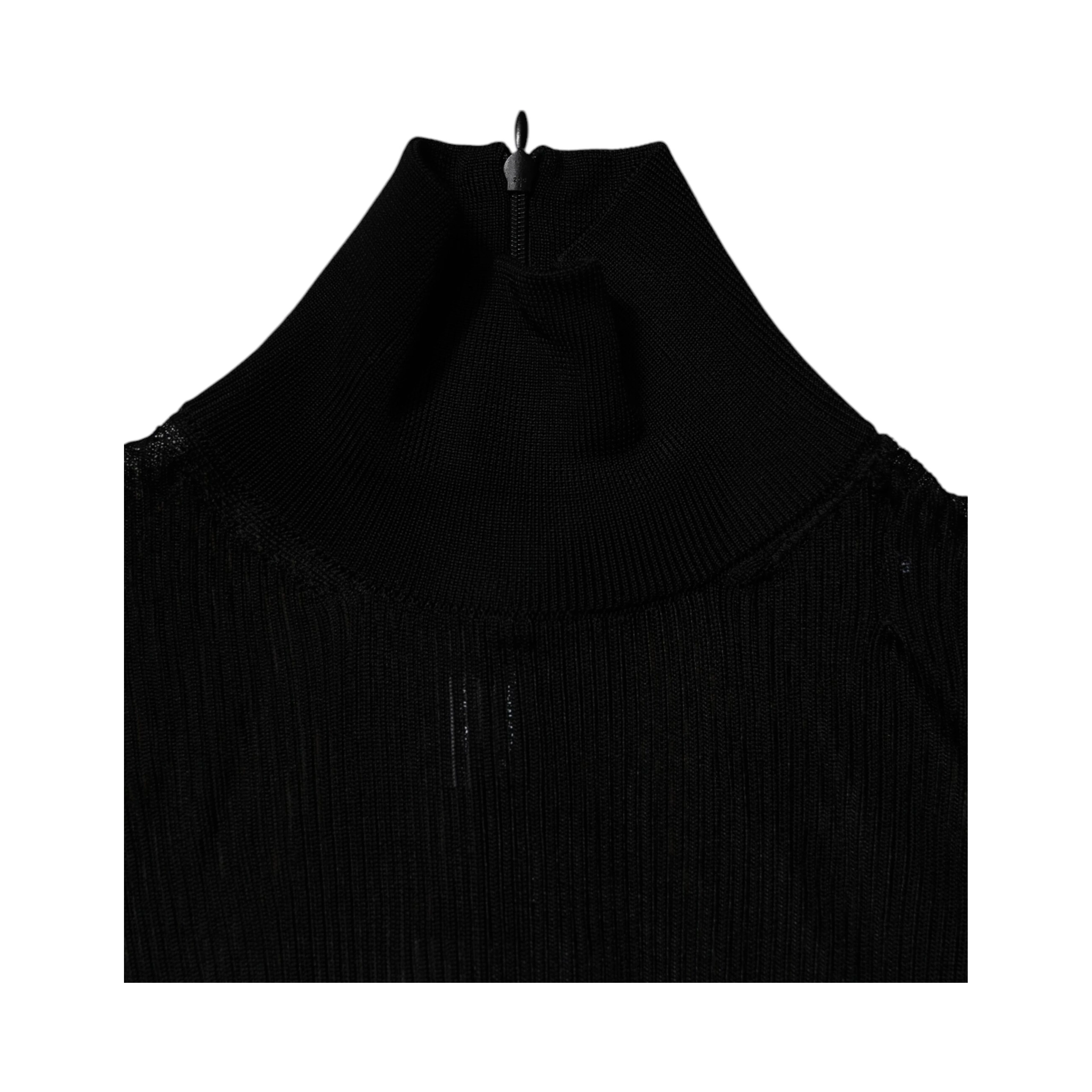 Black Knit Long Sleeves Turtleneck Slim Top