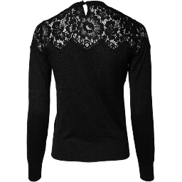 Black Floral Lace Long Sleeves Blouse Top