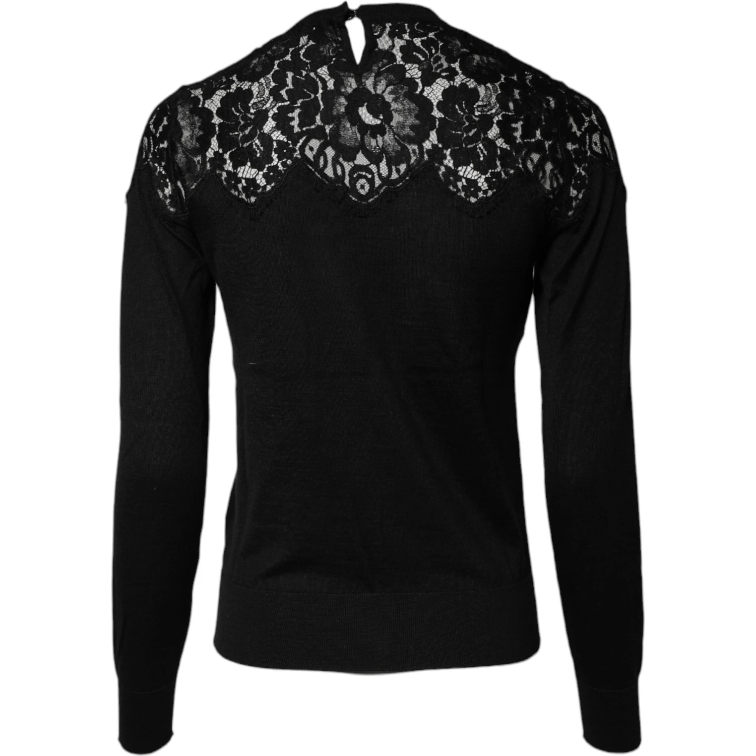 Black Floral Lace Long Sleeves Blouse Top
