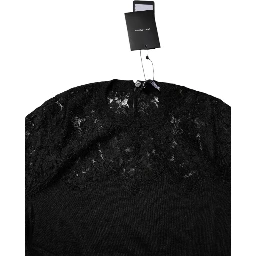 Black Floral Lace Long Sleeves Blouse Top