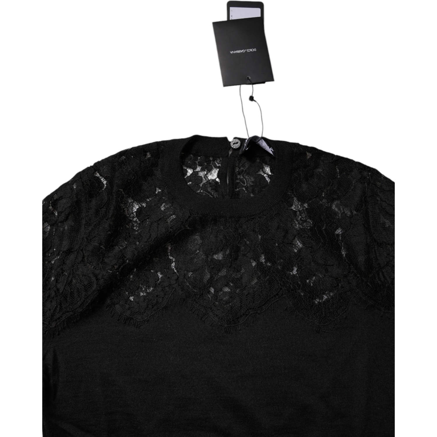 Black Floral Lace Long Sleeves Blouse Top
