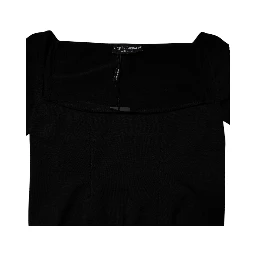 Black Square Neckline Long Sleeves Sweater