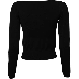Black Square Neckline Long Sleeves Sweater