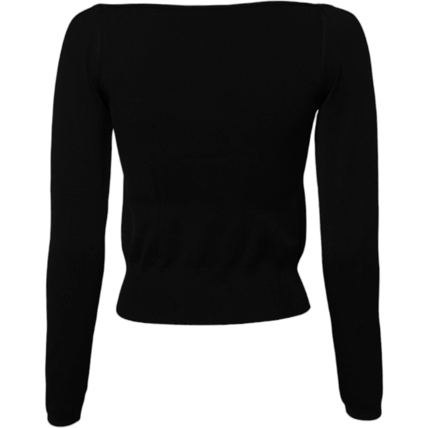Black Square Neckline Long Sleeves Sweater