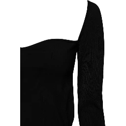 Black Square Neckline Long Sleeves Sweater