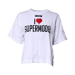 White Printed Round Neck Top Cotton T-shirt