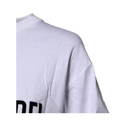 White Printed Round Neck Top Cotton T-shirt