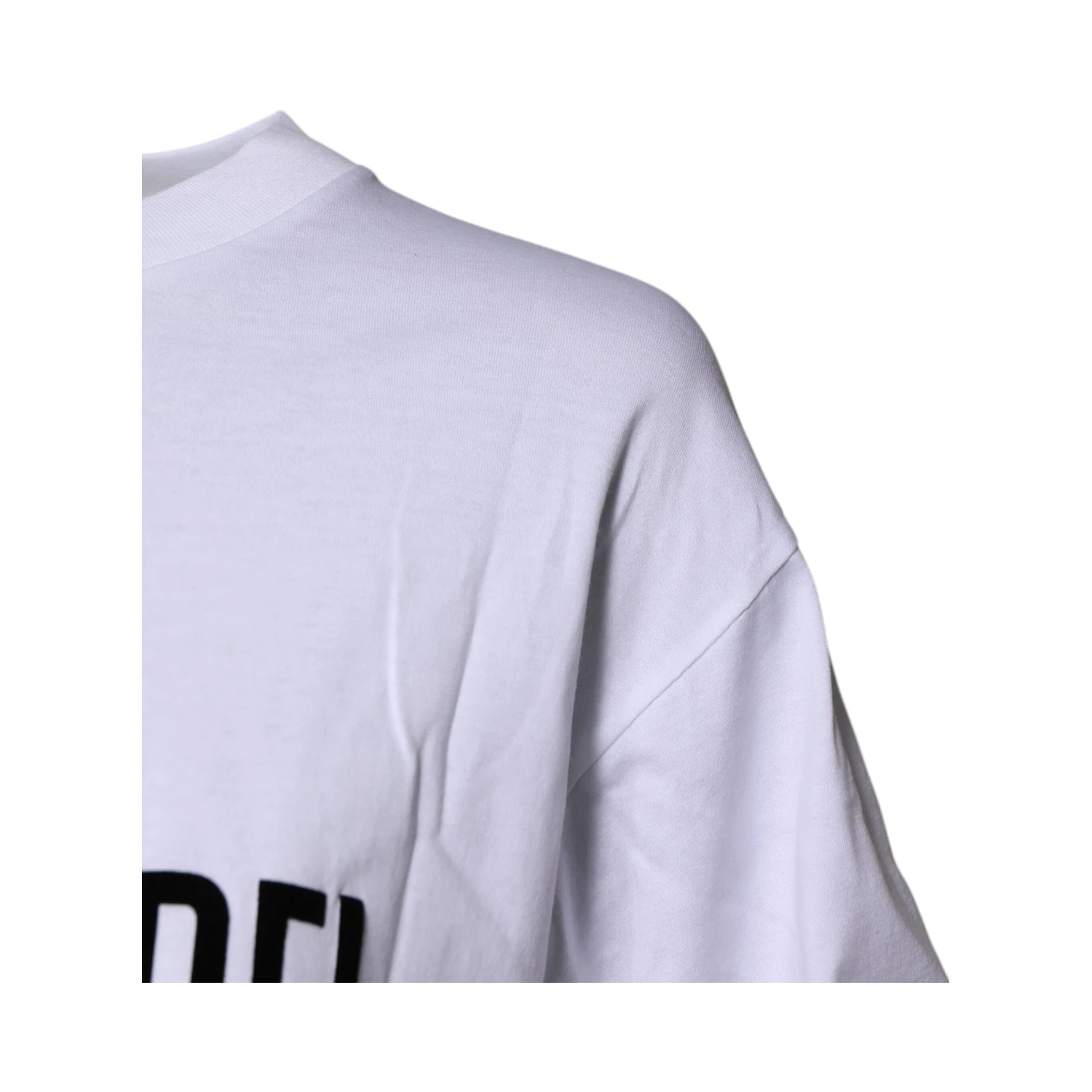 White Printed Round Neck Top Cotton T-shirt