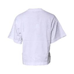 White Printed Round Neck Top Cotton T-shirt