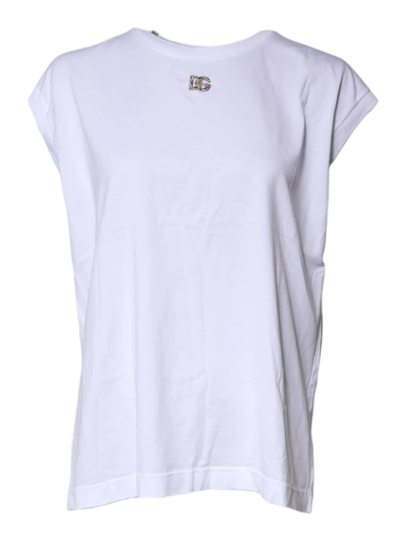 White Cotton Sleeveless Round Neck Tank Top