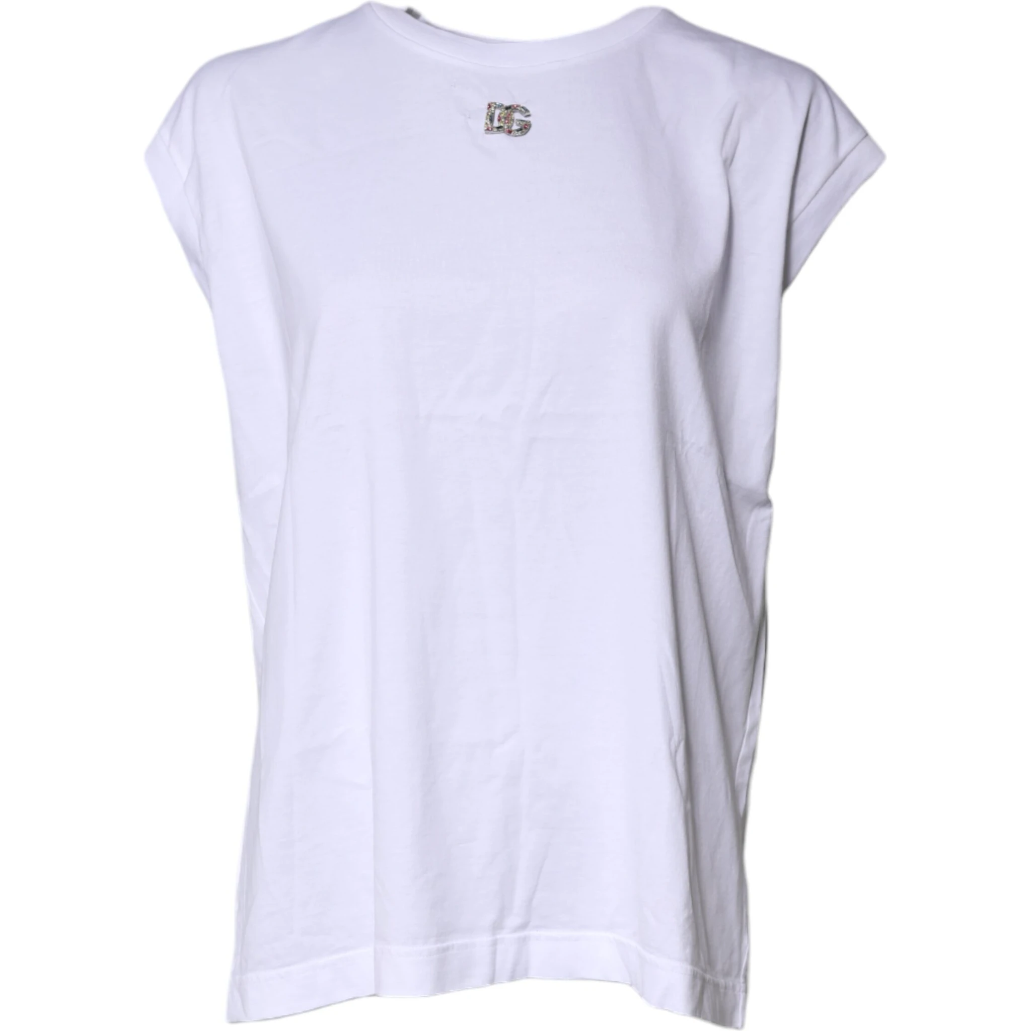 White Cotton Sleeveless Round Neck Tank Top