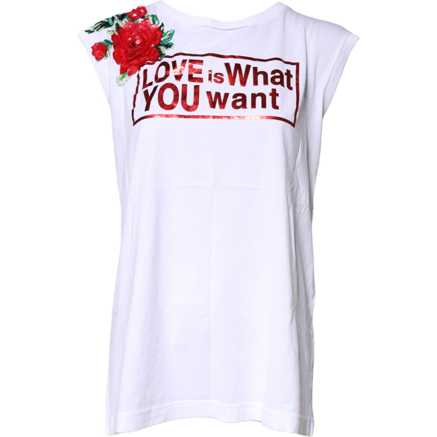 White Floral Graphic Print Sleeveless Tank Top