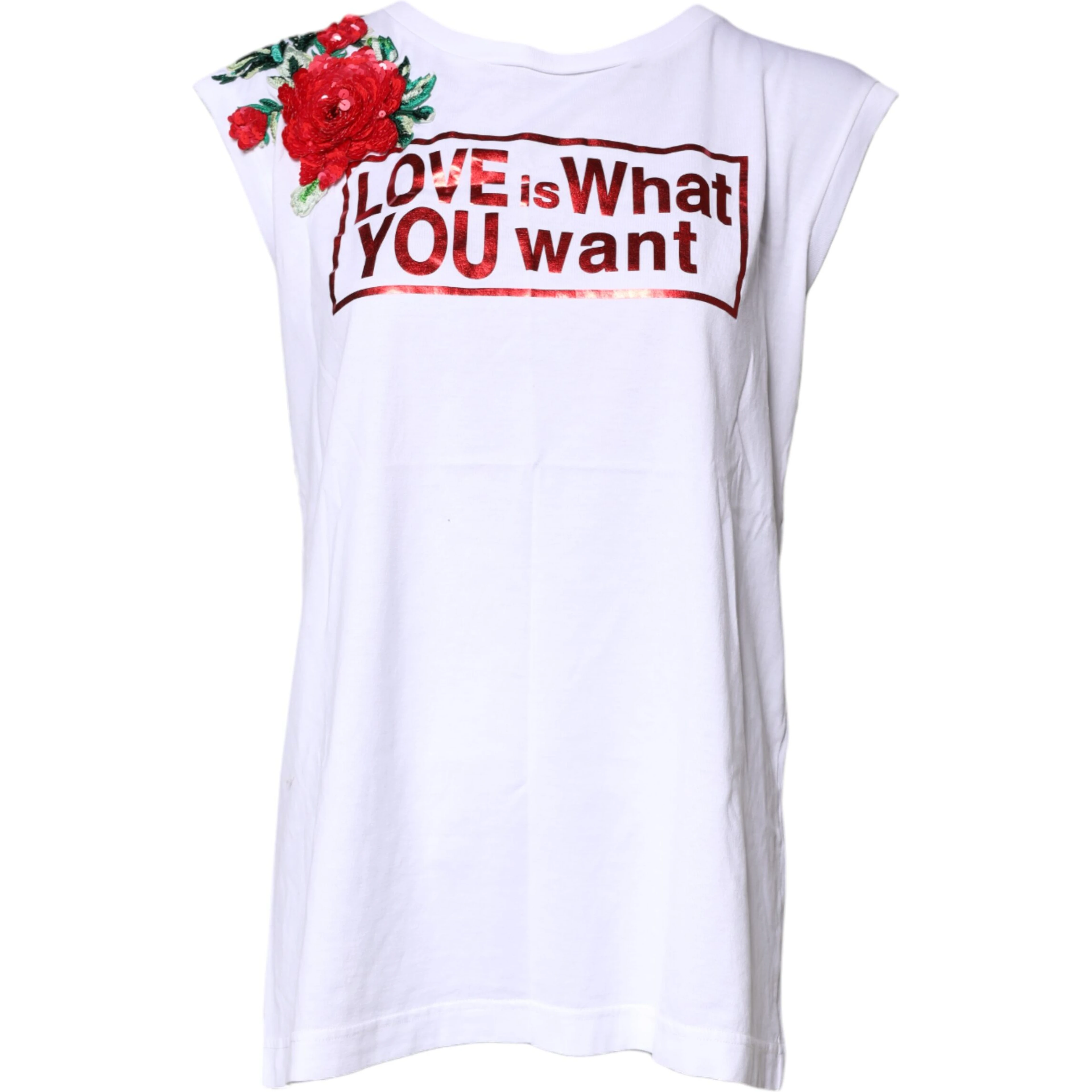White Floral Graphic Print Sleeveless Tank Top