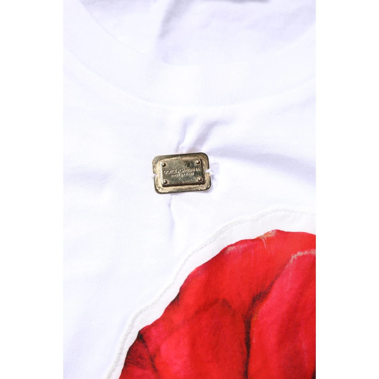 White Floral Print Cotton Crew Neck T-shirt