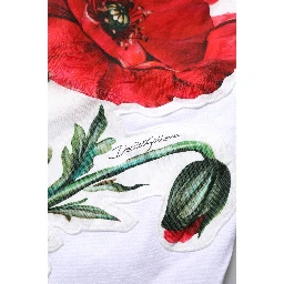 White Floral Print Cotton Crew Neck T-shirt