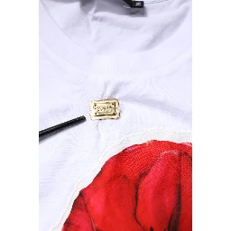 White Floral Print Cotton Crew Neck T-shirt