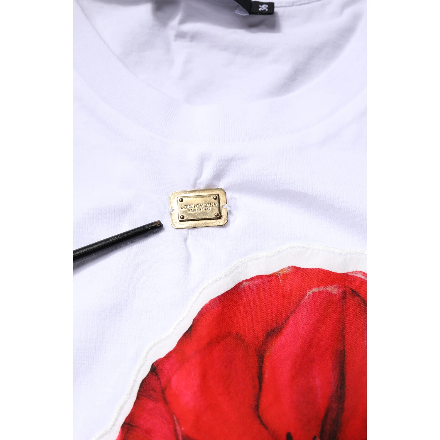 White Floral Print Cotton Crew Neck T-shirt
