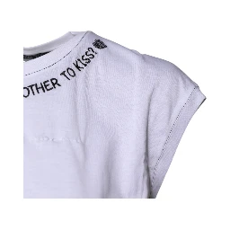 White Cotton Sleeveless Printed Tank T-shirt