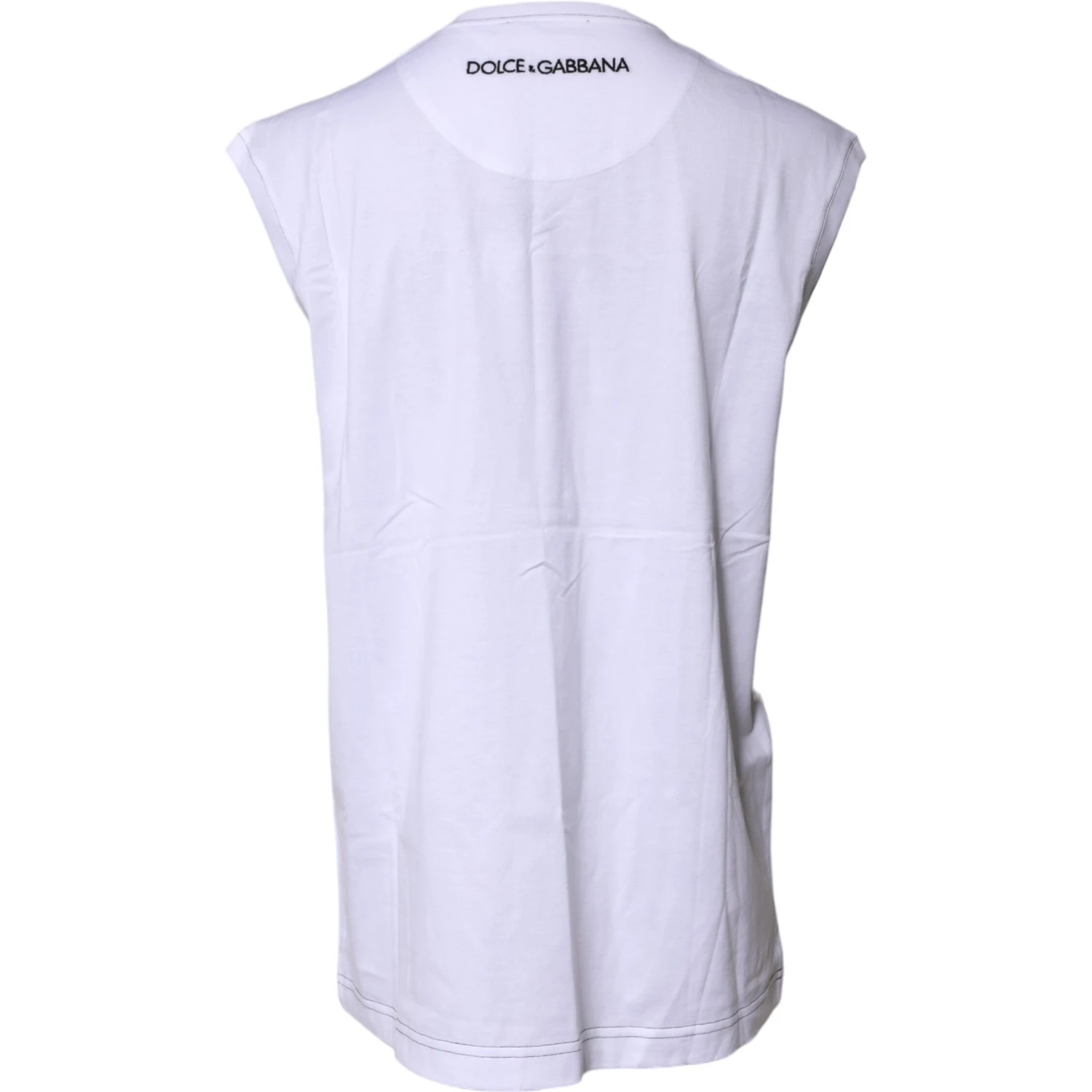 White Cotton Sleeveless Printed Tank T-shirt
