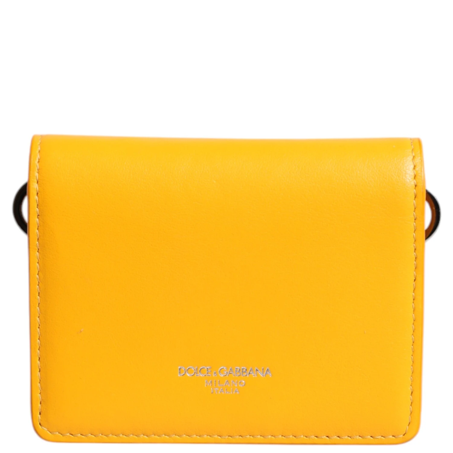 Yellow Leather Bifold Card Holder Crossbody Bag