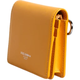 Yellow Leather Bifold Card Holder Crossbody Bag
