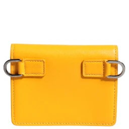 Yellow Leather Bifold Card Holder Crossbody Bag