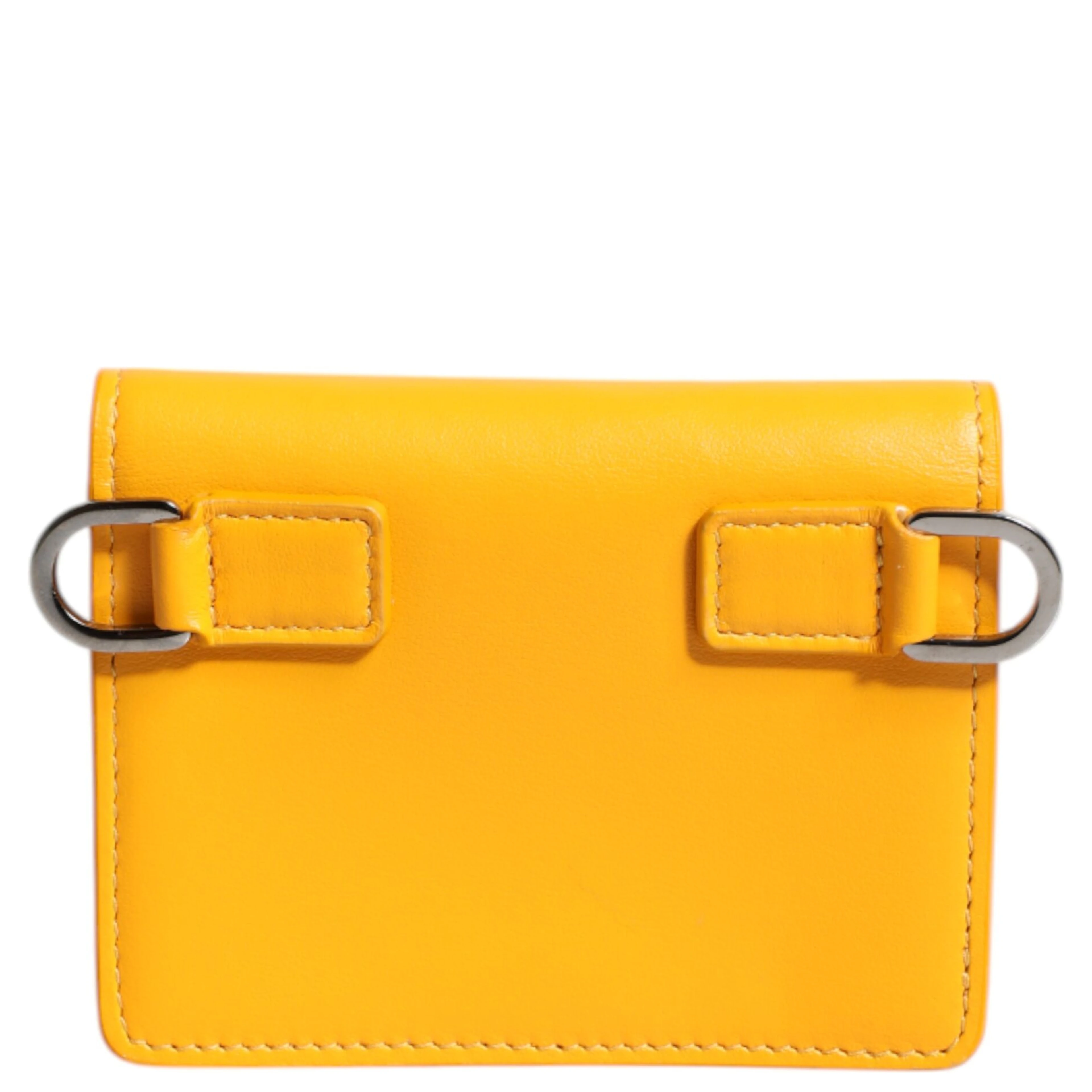 Yellow Leather Bifold Card Holder Crossbody Bag