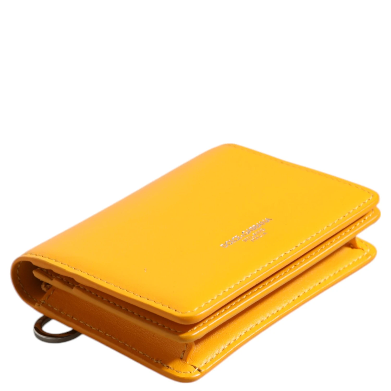 Yellow Leather Bifold Card Holder Crossbody Bag