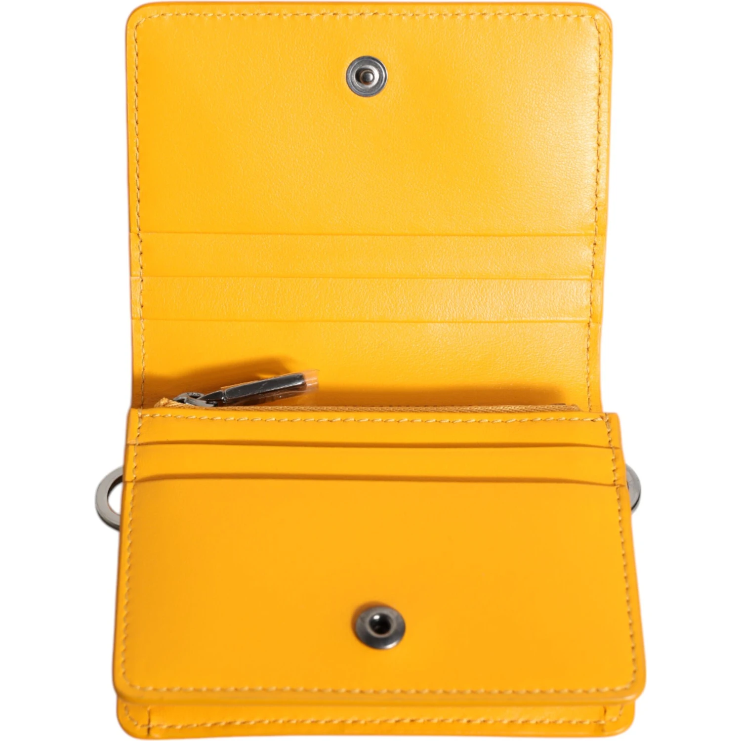 Yellow Leather Bifold Card Holder Crossbody Bag