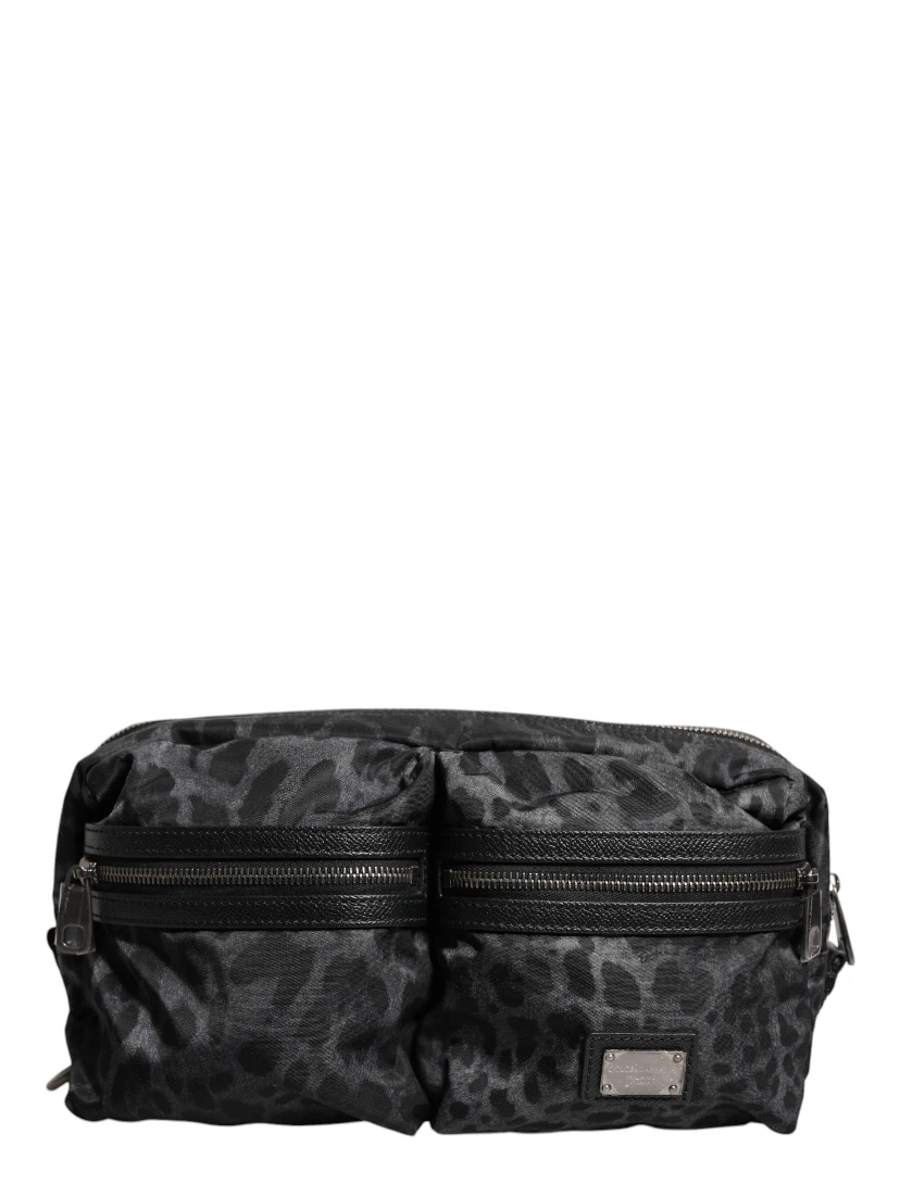 Black Gray Leopard DG Logo Belt Waist Fanny Pack Bag