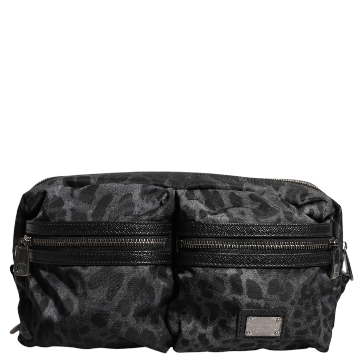 Black Gray Leopard DG Logo Belt Waist Fanny Pack Bag