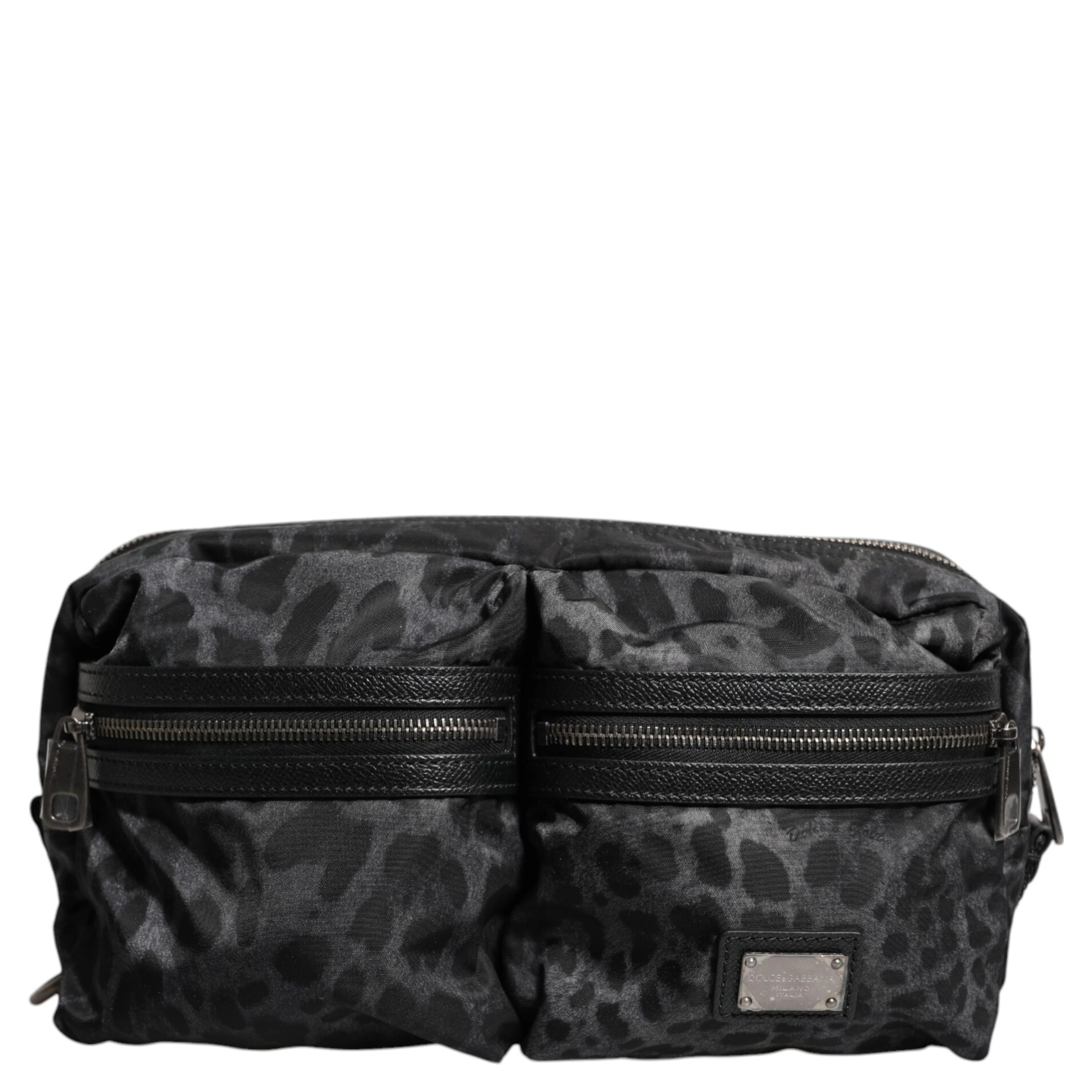 Black Gray Leopard DG Logo Belt Waist Fanny Pack Bag